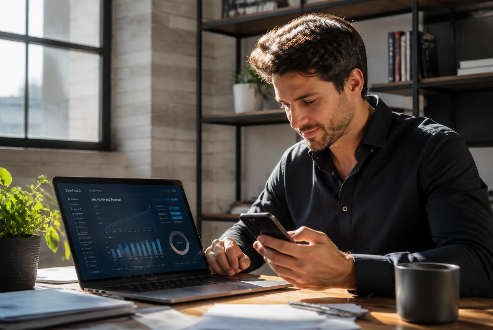A creator reviewing audience growth on a laptop